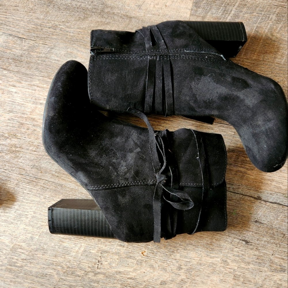Christian Siriano Black Suede Ankle Boots Size 6.5